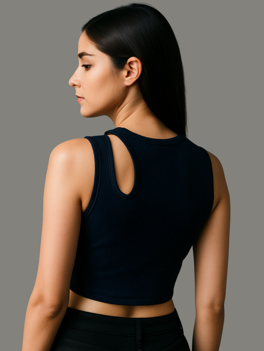 Teens16 RibCut Crop Top (NAVY)