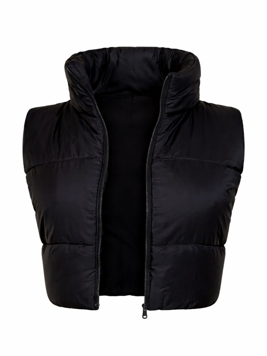 TEENS16 CROPPED ZIP UP PUFFER GILET JACKET