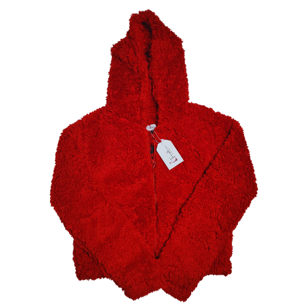 Teens16 Premium Red Hooded Borg Jacket