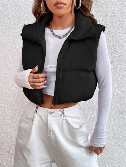 TEENS16 CROPPED ZIP UP PUFFER GILET JACKET