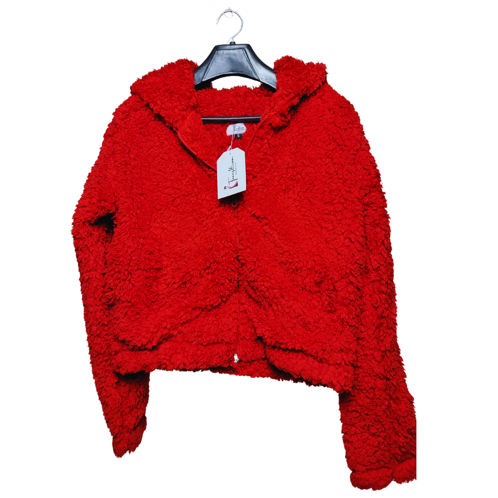 Teens16 Premium Red Hooded Borg Jacket