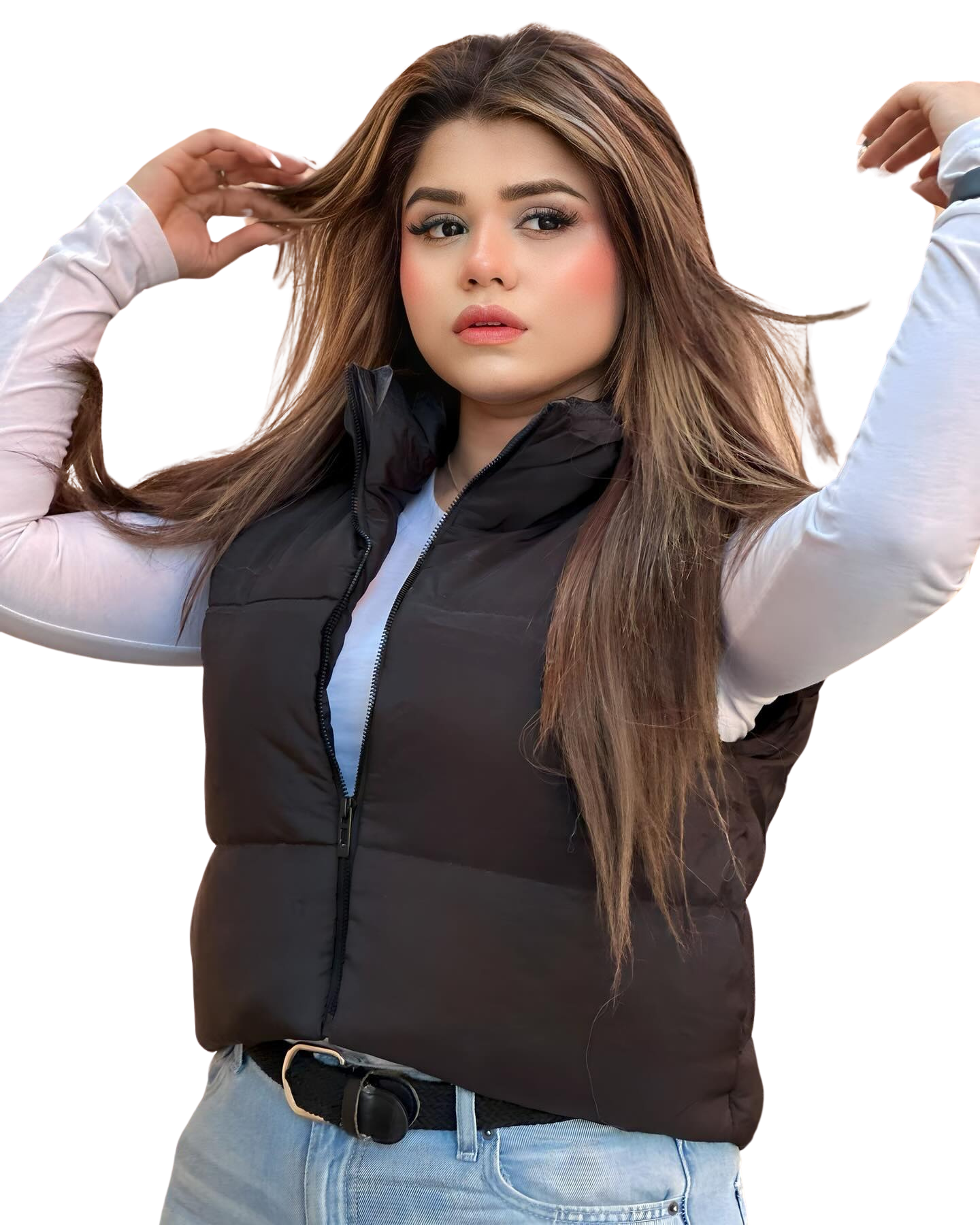 Pack of 2 Teens16 Puffer Jacket & White Solid Scoop Neck Slim Tee Main image