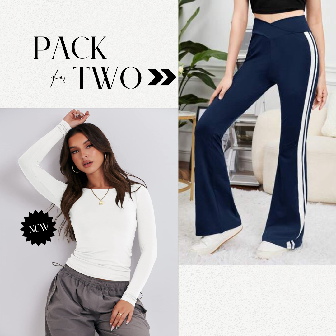 "Ultimate Comfort Bundle: Pack of 2 Trousers + Fitted Tee!"