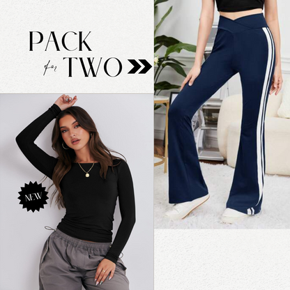 "Ultimate Comfort Bundle: Pack of 2 Trousers + Fitted Tee!"