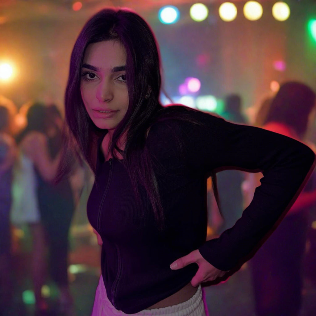 Teens16 U Neck Ribbed Zipper Up Crop Top