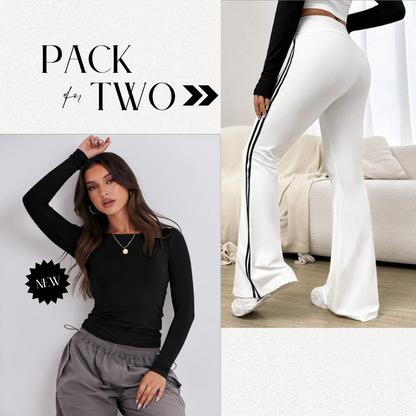 "Ultimate Comfort Bundle: Pack of 2 Trousers + Fitted Tee!"