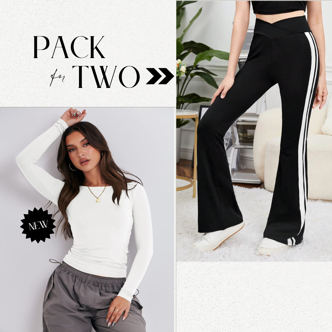 "Ultimate Comfort Bundle: Pack of 2 Trousers + Fitted Tee!"