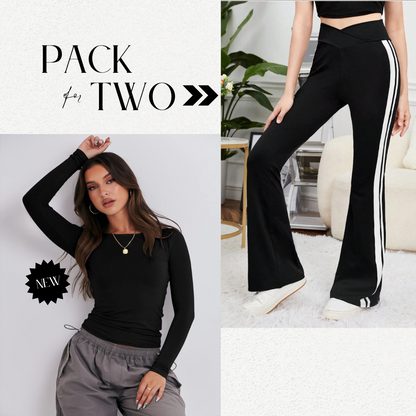 "Ultimate Comfort Bundle: Pack of 2 Trousers + Fitted Tee!"