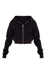 TEENS16 BLACK ZIP CROP HOODIE