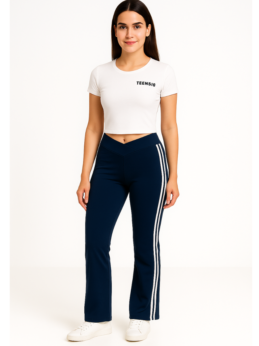 Teens16 Comfy Patchwork Bell-Bottoms NAVY Main image