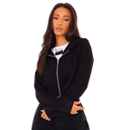 TEENS16 BLACK ZIP CROP HOODIE