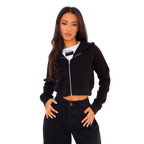 TEENS16 BLACK ZIP CROP HOODIE