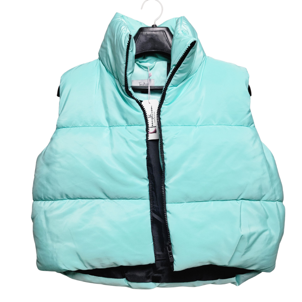 TEENS16 MINT CROPPED ZIP UP PUFFER GILET