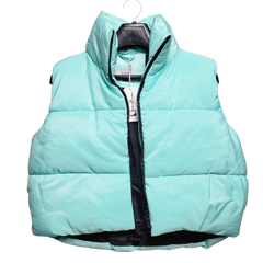 TEENS16 MINT CROPPED ZIP UP PUFFER GILET