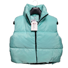 TEENS16 MINT CROPPED ZIP UP PUFFER GILET