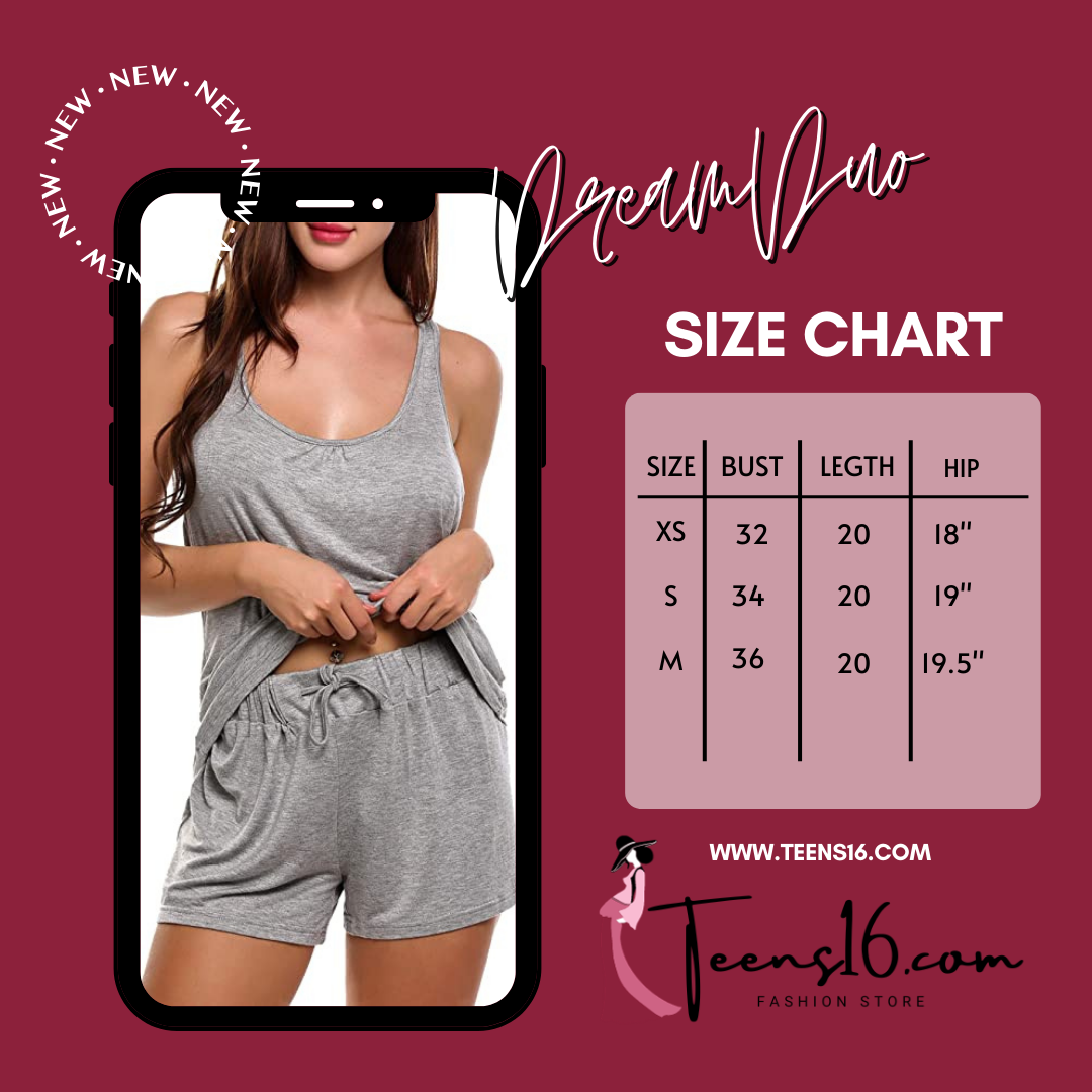 Teens16 Dream Duo Short Sets Tank Top Nightwear"
