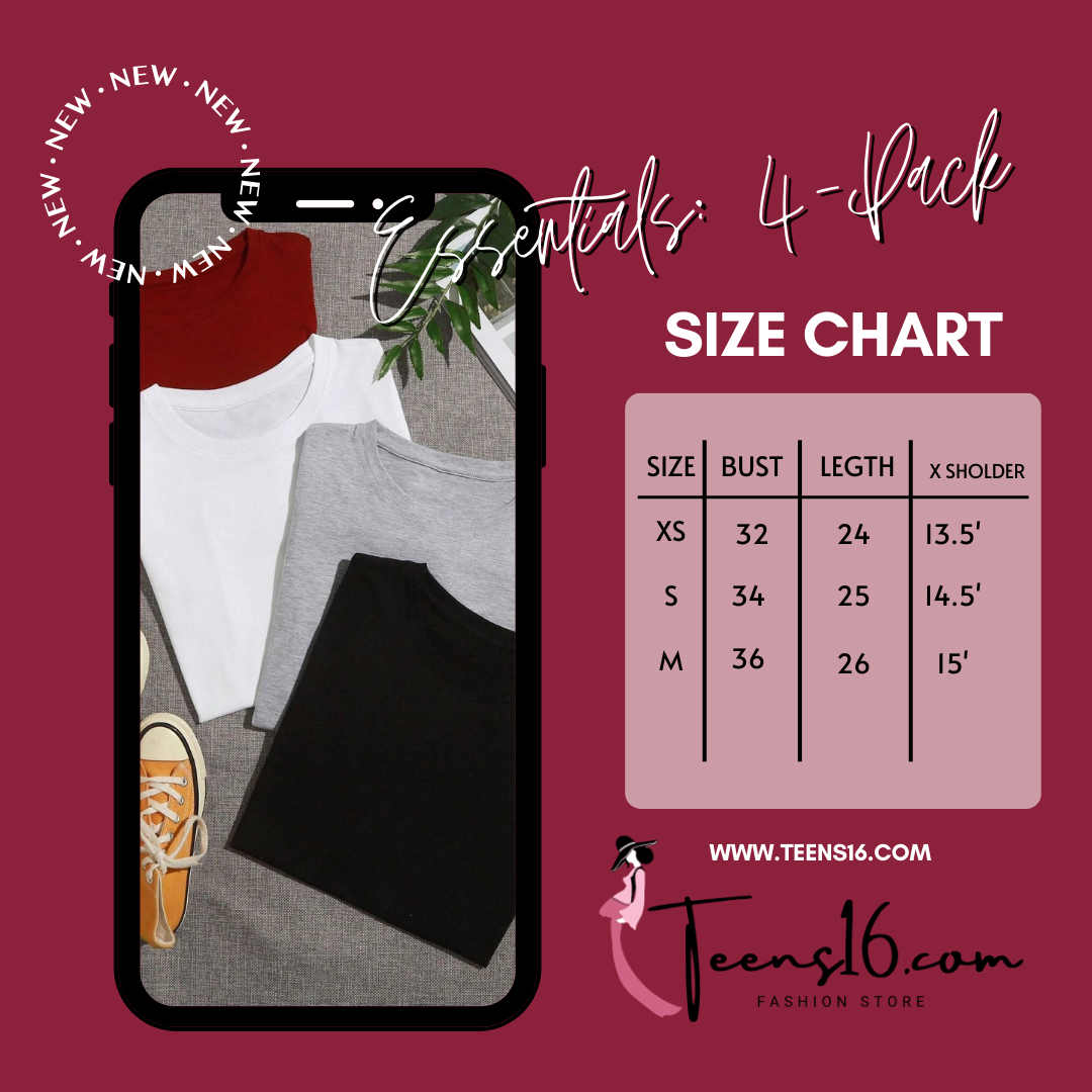 Teens16 Essentials: 4-Pack Half Sleeve Tee Collection