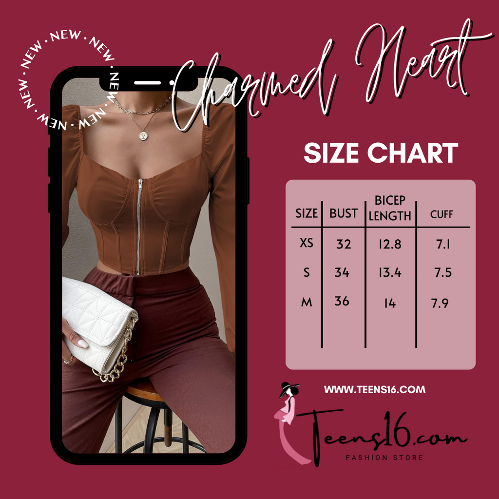 "Teens16 Charmed Heart Lantern Crop Top" ROYAL BROWN