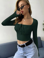 Teens16 'Noir Chic' Tie Neck Ruched Bust Crop Top