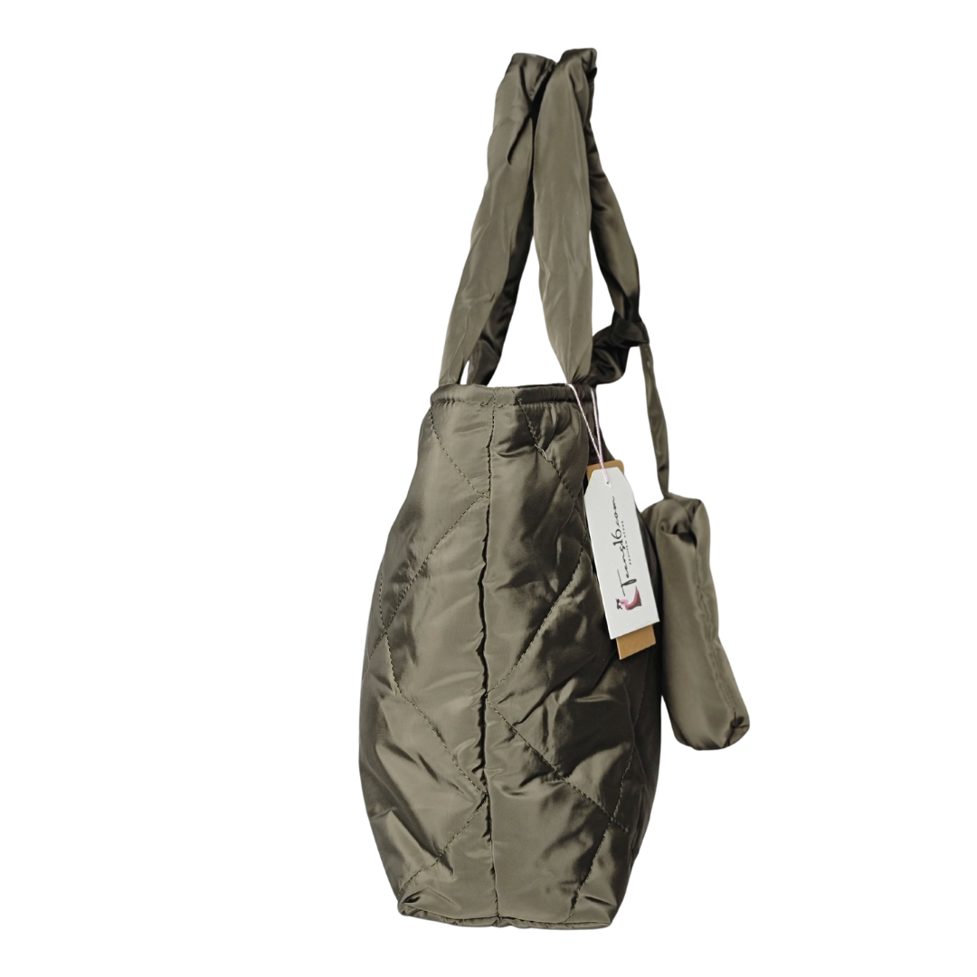 TEENS16 LARGE OLIVE PADDED TOTE BAG WITH PILLOW BAG