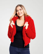 Teens16 Premium Red Hooded Borg Jacket