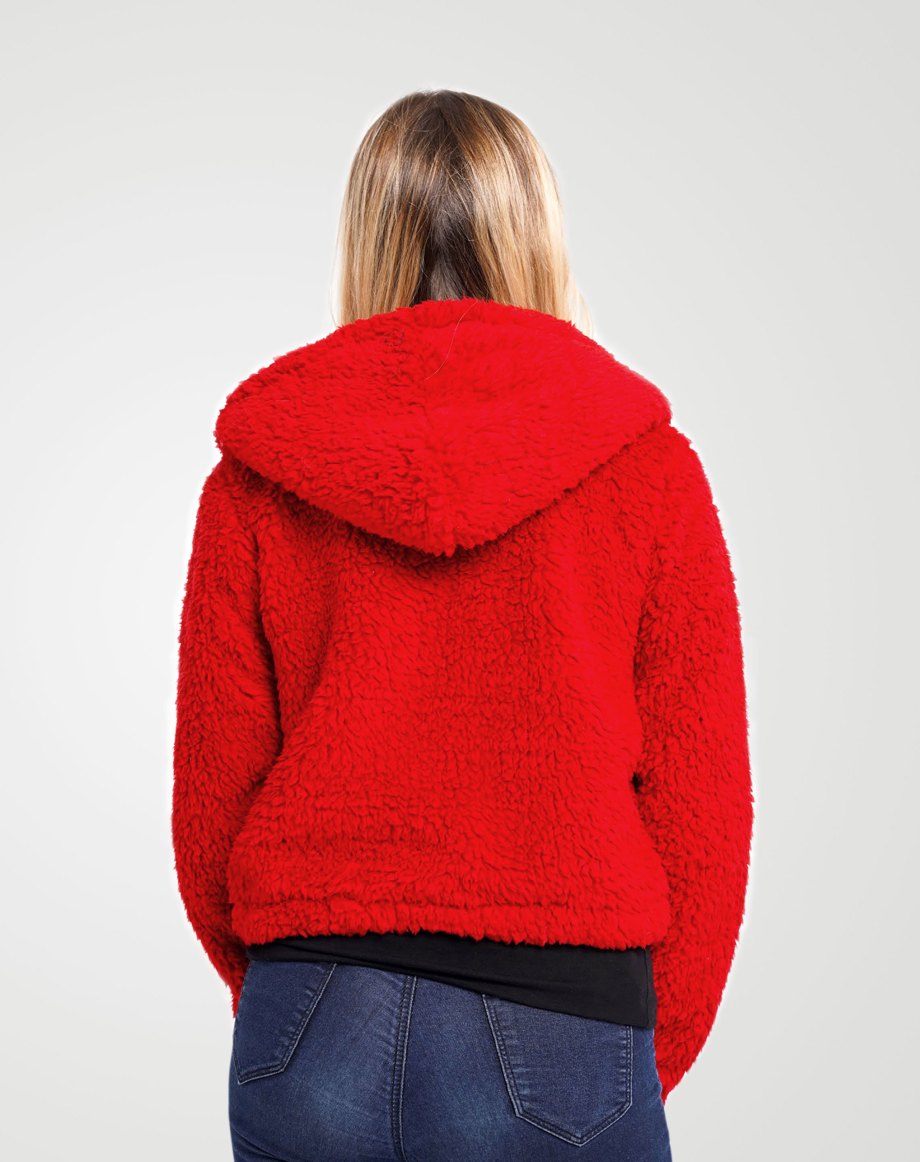 Teens16 Premium Red Hooded Borg Jacket