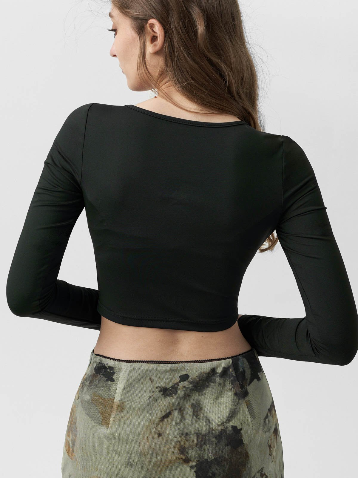 Teens16 'Noir Chic' Tie Neck Ruched Bust Crop Top