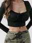 Teens16 'Noir Chic' Tie Neck Ruched Bust Crop Top