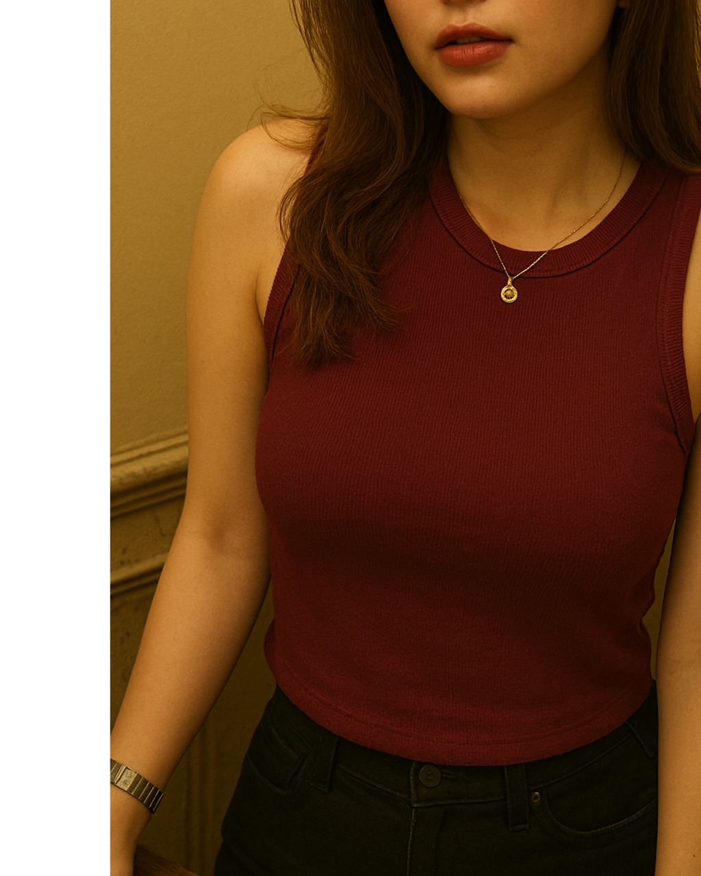 Teens16 LuxeFlow Sleeveless Tank Maroon